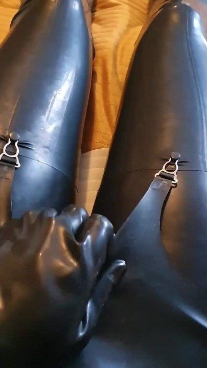 Masturbating in leather