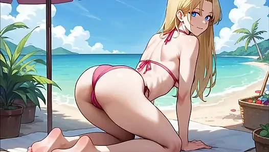 Sarışın plajda anime ai
