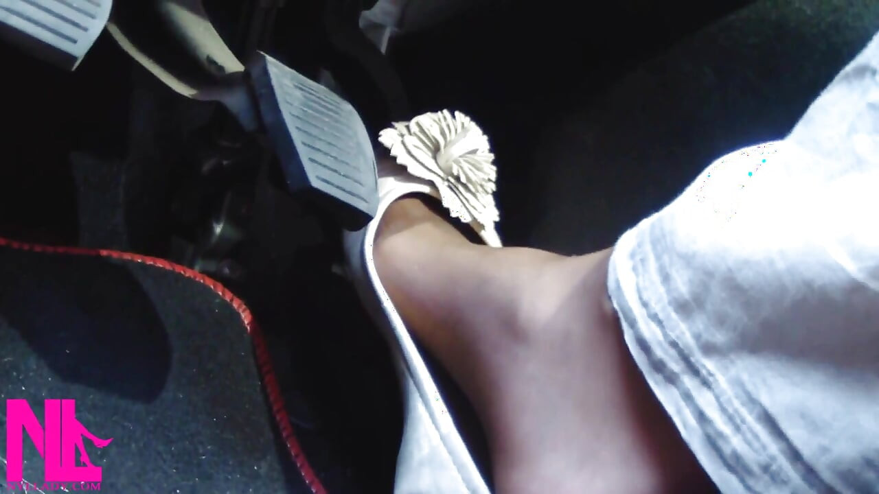 Pedal Pumping and Driving in Highway in Soft Worn Out Flats and Nylon Socks