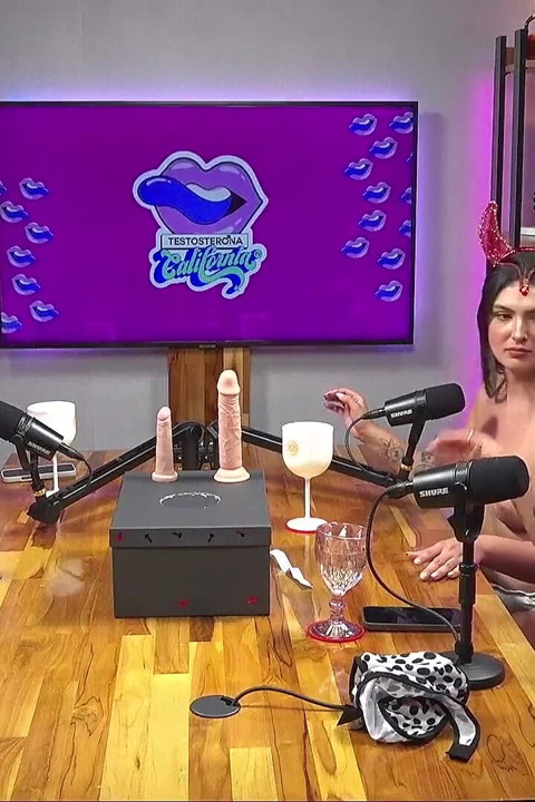 Hot Tattooed Brunette Latina Burping and Masturbating