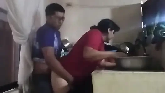 Fucking the Maid in the Kitchen When My Wife Is in the Living Room