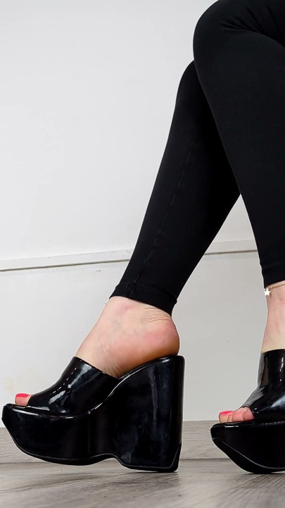 Shoe Collection MILF Y2k Black Patent Wedges - Dame Olga