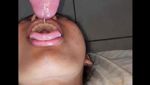 Throat fuck in two positions until I cum in my slave's mouth