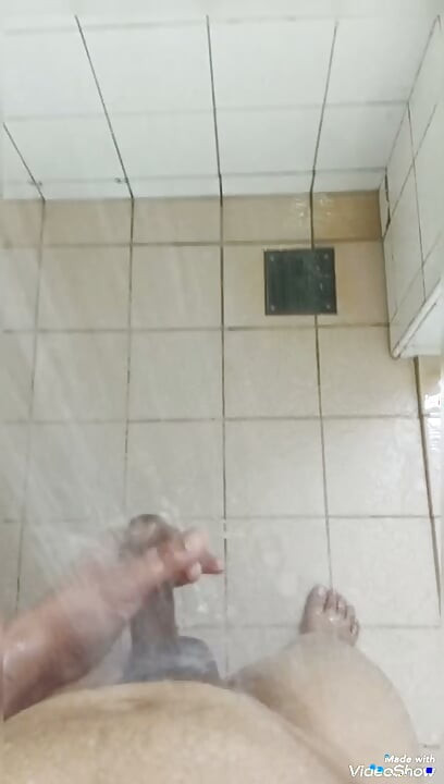 Penis handjob and shower
