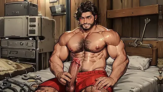 Hairy Burly Men in Garage Ai Porn