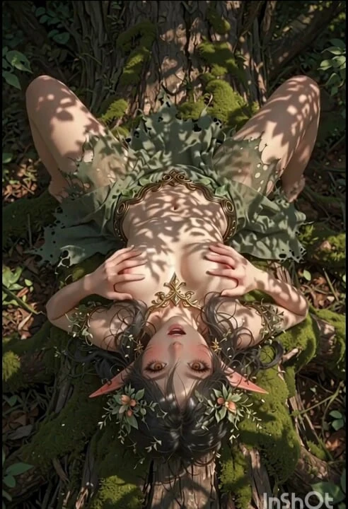 Sevimli 3 boyutlu anime wood elf ormanda eğleniyor