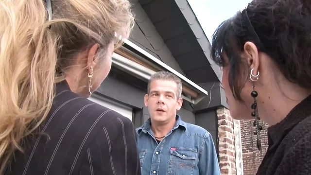 Blonde Milf joins in while couple fucks hard