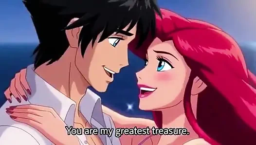 Ariel & Eric moonlit balcony passion - Romantic 3D Anime Love