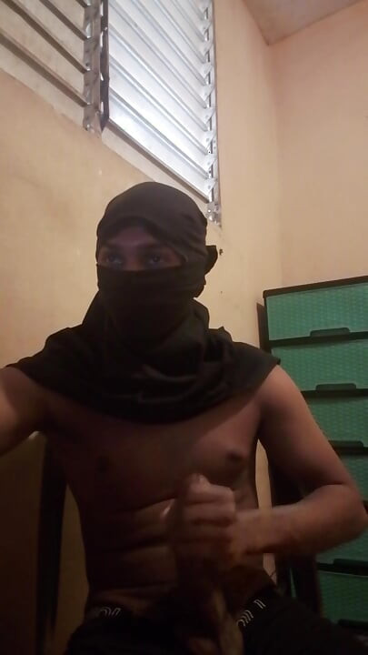 Masked big black cock masturbates