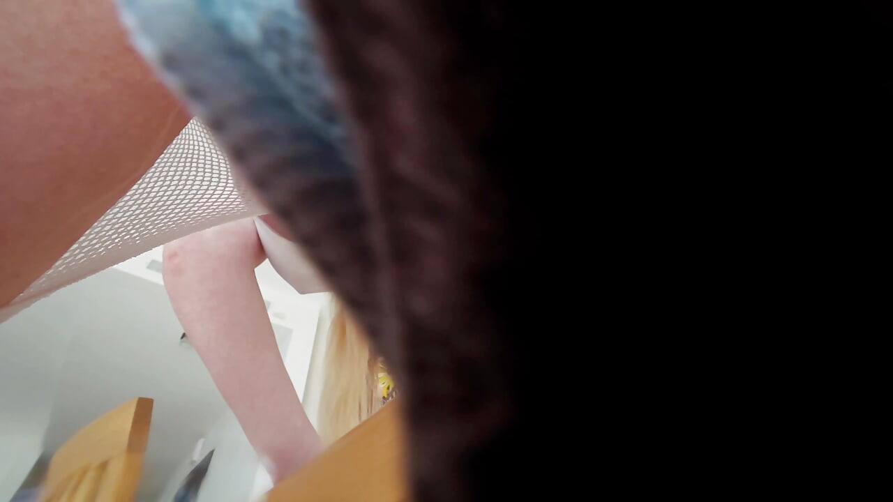 Blonde MILF Grinds Wet Clit on Table Corner Until Explosive Squirting Orgasm. Close Up Pussy and Ass
