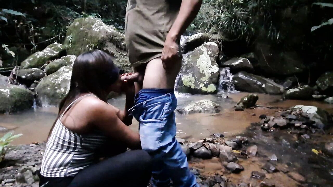 young girl sucking dick at waterfall after school