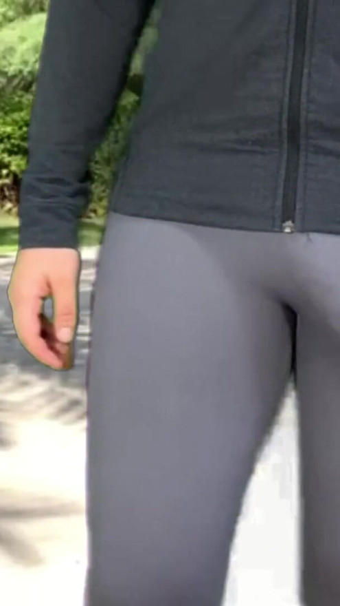 Monster cock shemale public in tight pants | Clip 1