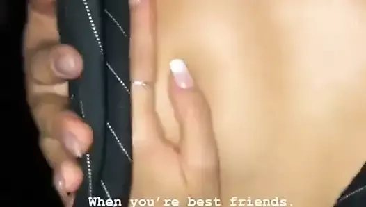 Unbuttoning and boob grab in the club Indian bi besties