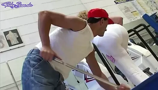 Old Lady in Gym Gets Her Ass Pounded by Cleaning Boy