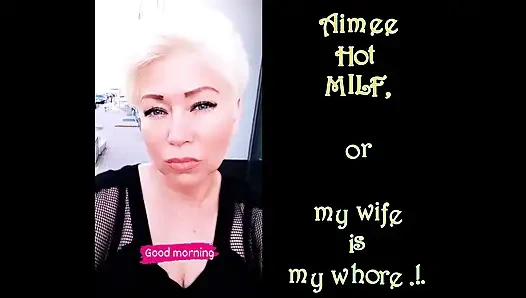 Charming Russian slut wife Aimee: solo with a dildo in her shaved mature cunt and riding her husband's dick...))