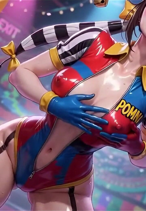 Clown Girl Covered in Thick Cum - Ahegao & Tit Play Compilation