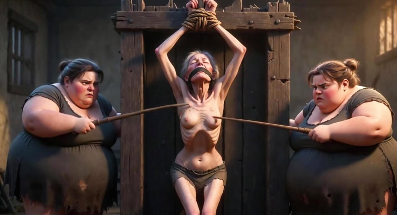 Granny Slave Breast Whipping Session by Two Obese BBW Dominatrixes