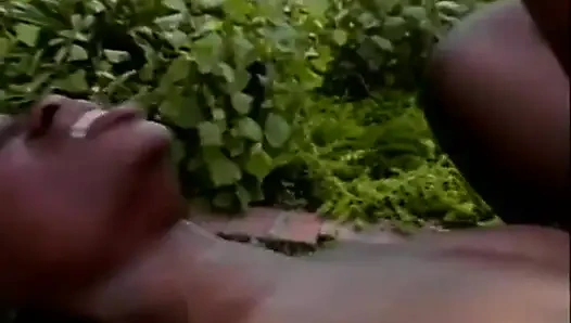 Hard black pussy licking in the garden...cum in mouth