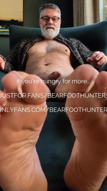 Jaw-dropping moment from "Stroking at Sir's big, beefy feet"