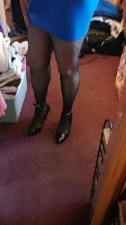 Fishnet and new high heels. Xx