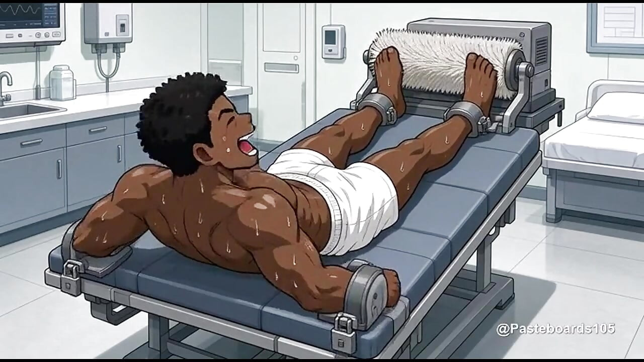 Med Bay Restraints - Bound To The Exam Table, Brush Rollers On Bare Soles (2D Anime Bara)