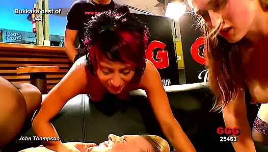 Ggg - bukkake partisi - büyük memeli esmer birden fazla adam tarafından dölle kaplanıyor