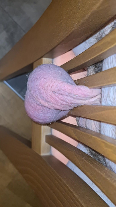 Nutsack asılıyor ve çubuklar arasında sıkışıyor