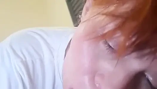 The Redhead Loves to Swallow the Whole Cock Until It Goes All the Way Down Her Throat