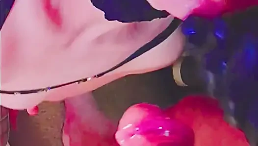 Nighthore dengan 2 bibir gemuk dan stringer mani tebal