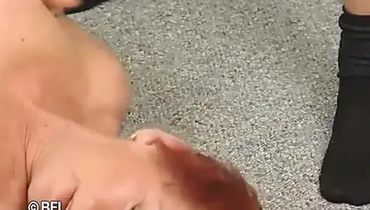 Redhead granny in stockings ride dick
