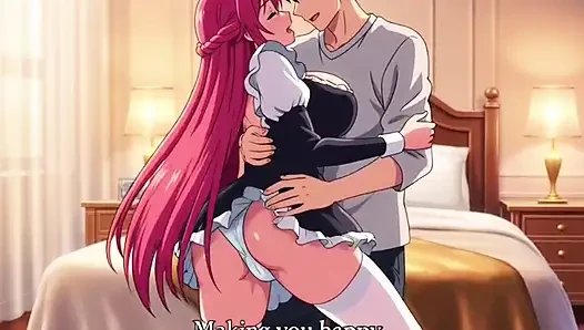 Sexy 3D Anime Zimmermädchen gibt ihrem meister unvergessliches vergnügen