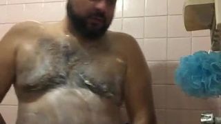 Bear jerking off in the shower