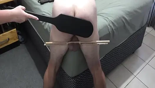 Second spanking for male sub - Harder spanking with bigger paddles