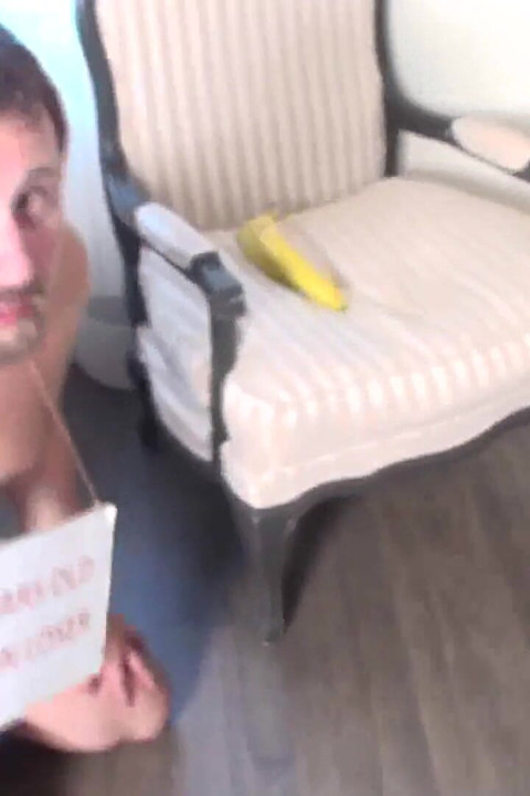 Giant dancing and teasing slave with a banana