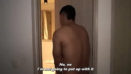 What are you doing?! - Busty stepmom ends up without a towel in the bathroom after her stepson plays a prank on her