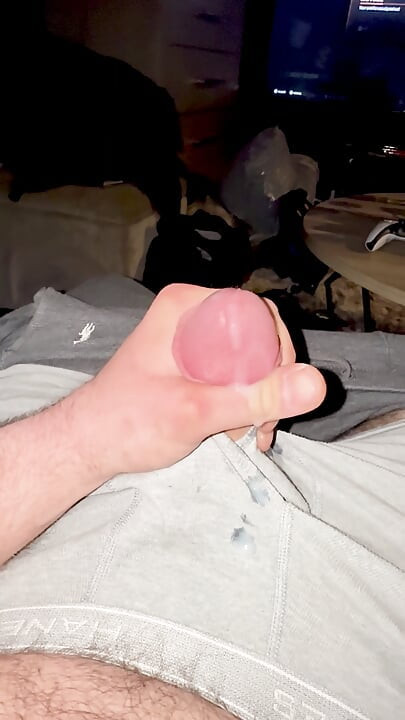 Beautiful cock twink jerking slowly to completion