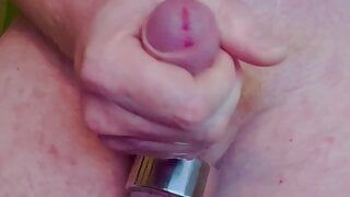 Wanking my big ginger cock with ballweights and cumshot in slow-mo