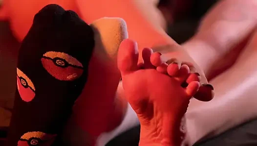 Two Girls Rubbing and Licking Their Feet Intensely