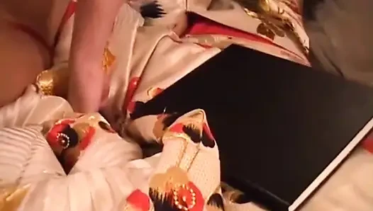 Asian petite fucking, hand penetrated in the bedroom...cum on tits