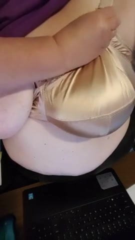 Nice big gold satin bra