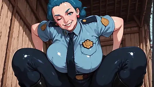 Blaue haare, ai fanart, polizist
