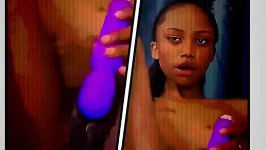 Petite Ebony Teen Playing with Her Perfect Body