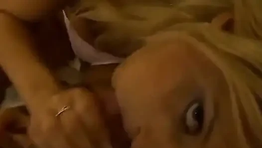 Big dick camera man gets a suck off from a gorgeous blonde cum slut