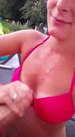German MILF Outdoor Blowjob and Cumshot