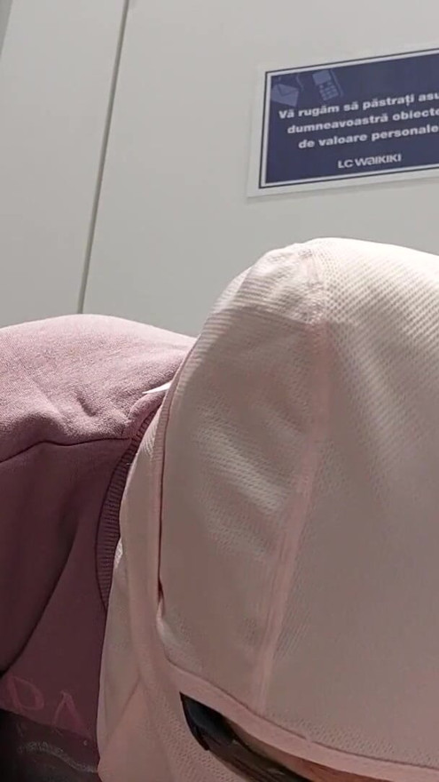 Sexy brunette tries on clothes in fitting room. I'm looking at a hairy mom, hairy pussy, big tits, big ass. | Clip 1