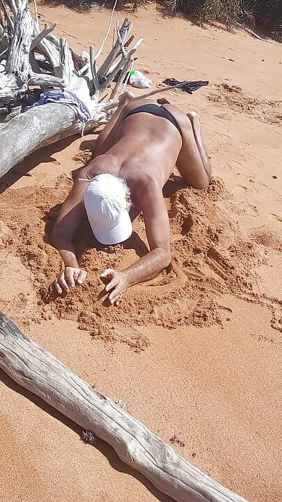 Ladysilva on the beach in panties tanning her hot ass