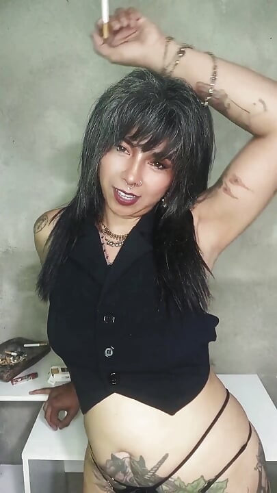 Silent Topless Smoke Seduction
