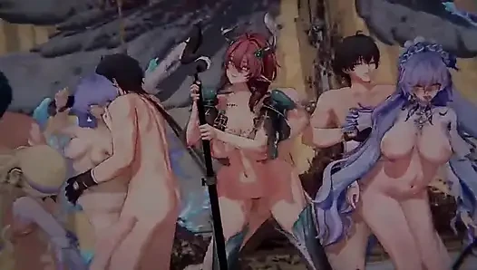Wuthering waves - pesta seks di harem - animasi hentai 3d