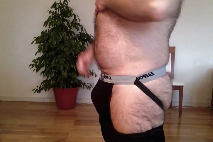 Playing with spandex and jockstrap