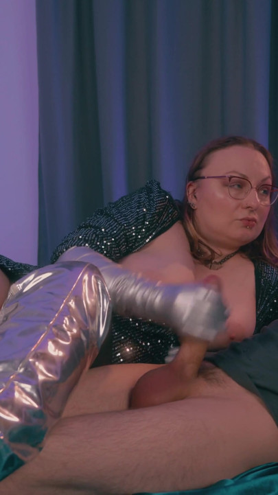 FemDom HandJob and Cock Biting, Dirty Talking MILF in leather gloves, cum eating instruction in the end! | Clip 1